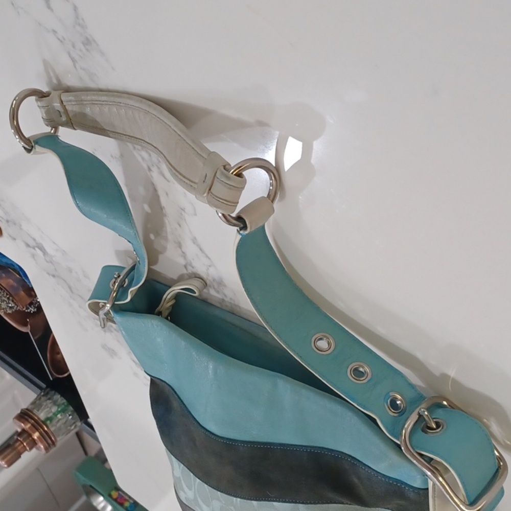 ALMOST VINTAGE COACH COACH BLUE WAVE PATCHWORK BAG - Picture 5 of 17
